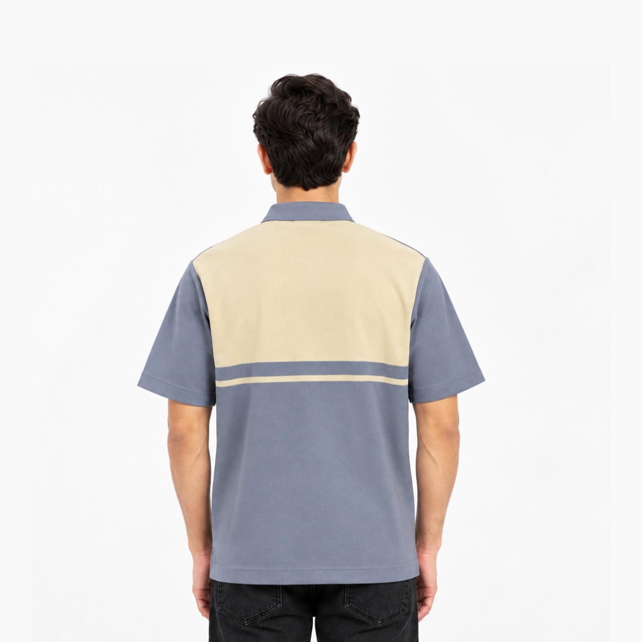 Cream & Grey Color Block Polo preview