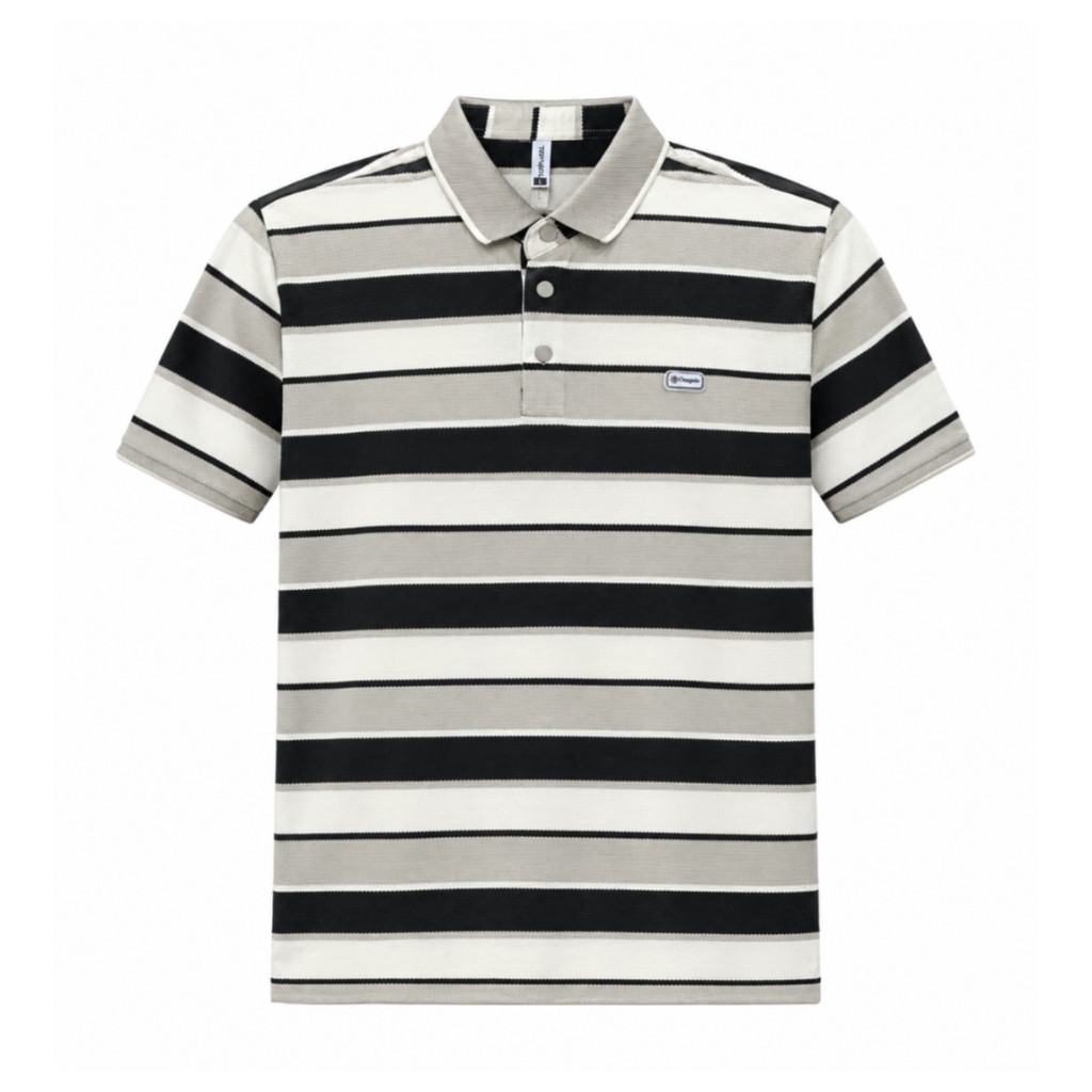 Black & Grey Striped Polo T-Shirt preview